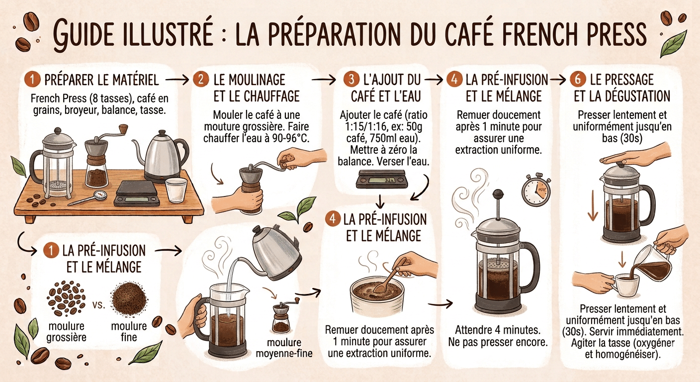 Comment bien préparer le café de spécialité à la maison ? 4 French press - Les principales méthodes pour faire un café de spécialité à la maison